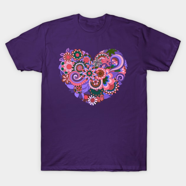 Pretty Pink and Purple Flower Design T-Shirt by AlondraHanley